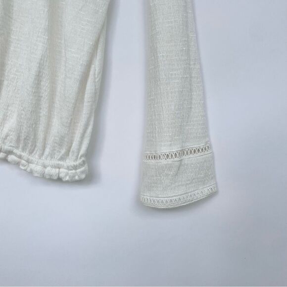 American Rag Bell-Sleeve Crochet-Trim Peasant Cream Women's S Minimalist - Picture 5 of 11